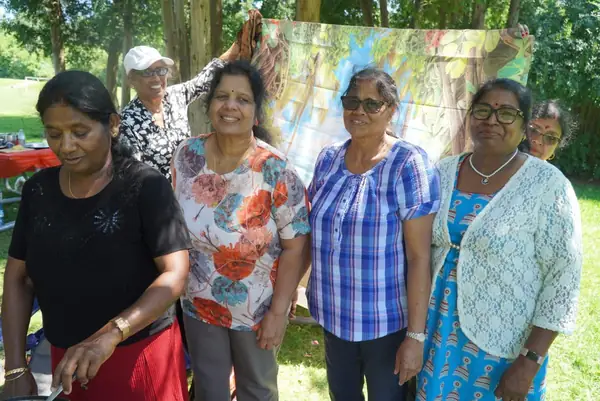 Group of women posing outdoors