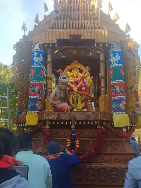 Ornate decorated temple chariot